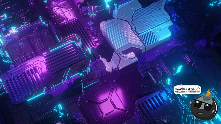 图片[15]-赛博朋克风抽象技术科技主机电路板霓虹背景底纹场景JPG图片素材-设计猿