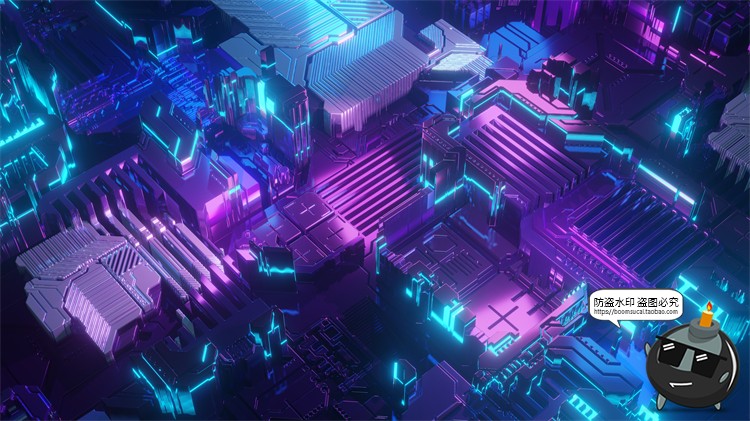 图片[17]-赛博朋克风抽象技术科技主机电路板霓虹背景底纹场景JPG图片素材-设计猿