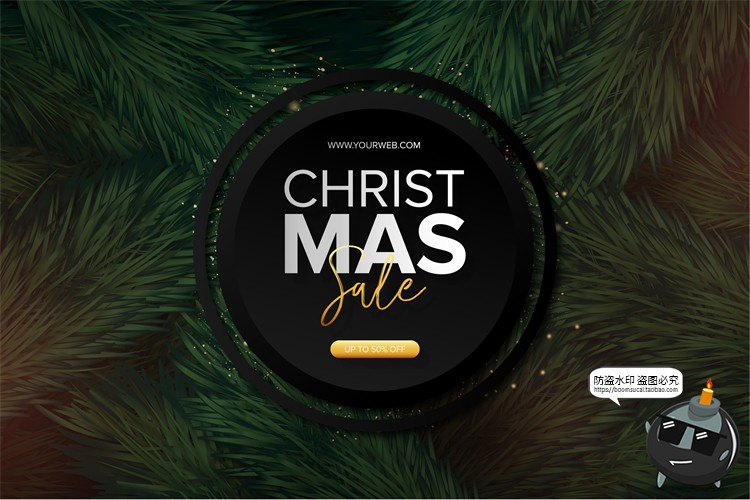 图片[2]-圣诞节轻奢金色金箔装饰圣诞树雪花礼物礼品海报图AI矢量背景素材-设计猿