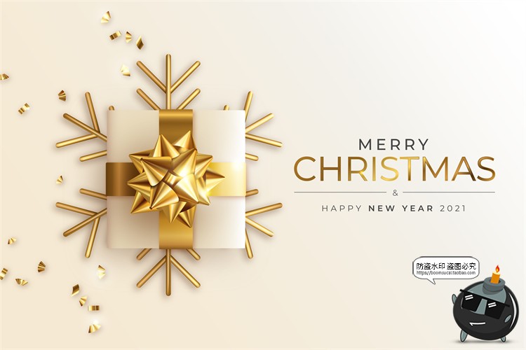 图片[3]-圣诞节轻奢金色金箔装饰圣诞树雪花礼物礼品海报图AI矢量背景素材-设计猿