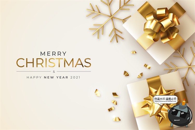图片[4]-圣诞节轻奢金色金箔装饰圣诞树雪花礼物礼品海报图AI矢量背景素材-设计猿