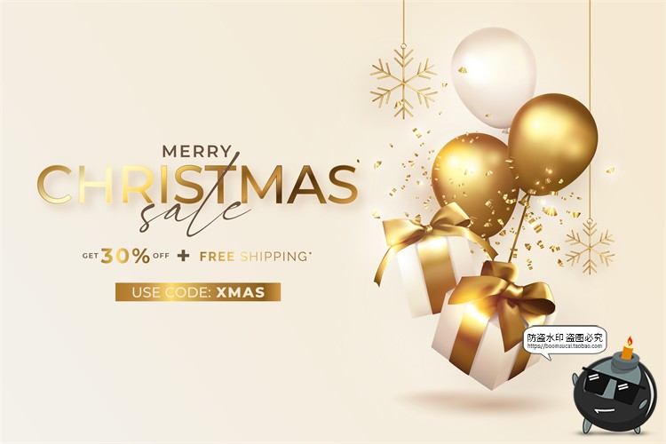 图片[5]-圣诞节轻奢金色金箔装饰圣诞树雪花礼物礼品海报图AI矢量背景素材-设计猿