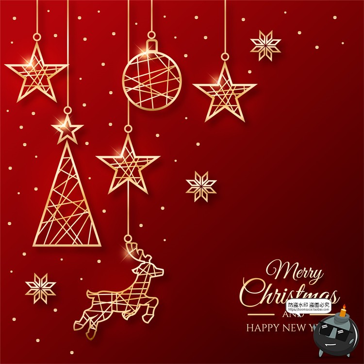 图片[8]-圣诞节轻奢金色金箔装饰圣诞树雪花礼物礼品海报图AI矢量背景素材-设计猿