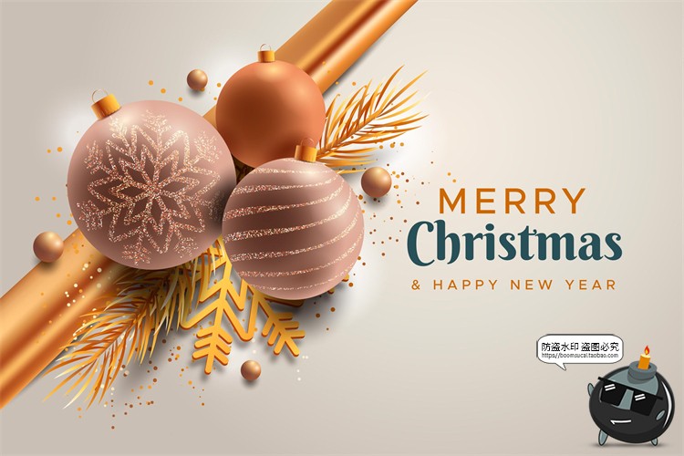 图片[12]-圣诞节轻奢金色金箔装饰圣诞树雪花礼物礼品海报图AI矢量背景素材-设计猿