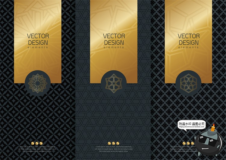 图片[1]-现代简约轻奢华黑金地产金属质感花纹背景纹理装饰图案AI矢量素材-设计猿