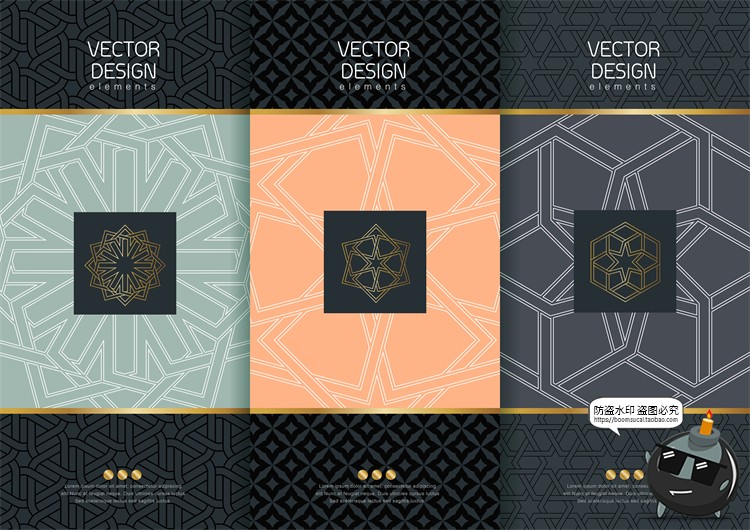 图片[2]-现代简约轻奢华黑金地产金属质感花纹背景纹理装饰图案AI矢量素材-设计猿