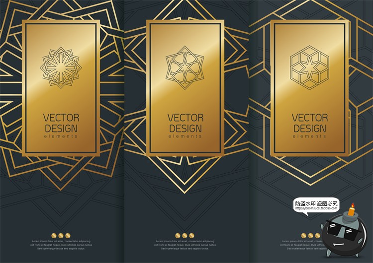 图片[3]-现代简约轻奢华黑金地产金属质感花纹背景纹理装饰图案AI矢量素材-设计猿