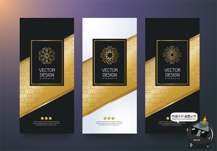 图片[4]-现代简约轻奢华黑金地产金属质感花纹背景纹理装饰图案AI矢量素材-设计猿