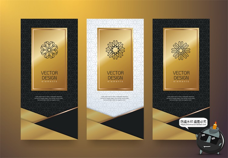 图片[5]-现代简约轻奢华黑金地产金属质感花纹背景纹理装饰图案AI矢量素材-设计猿