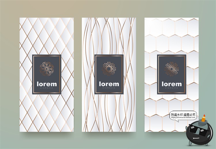 图片[9]-现代简约轻奢华黑金地产金属质感花纹背景纹理装饰图案AI矢量素材-设计猿