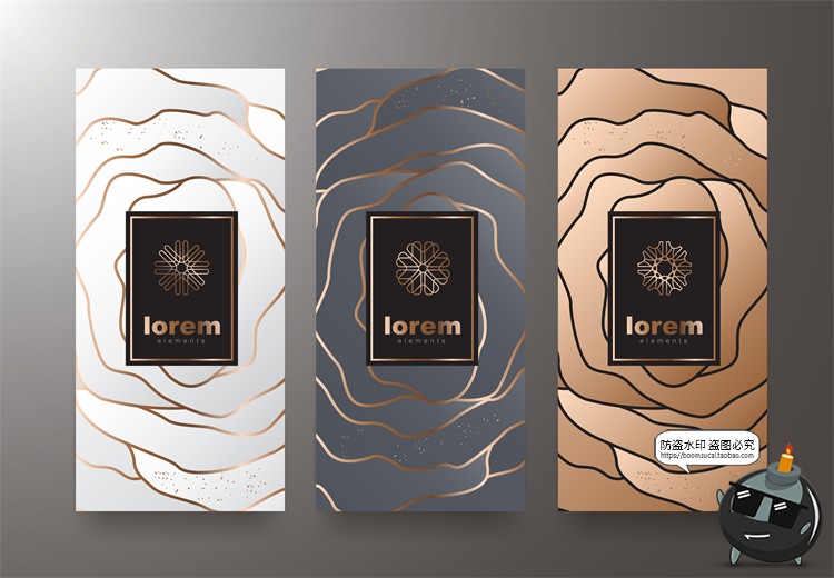 图片[20]-现代简约轻奢华黑金地产金属质感花纹背景纹理装饰图案AI矢量素材-设计猿