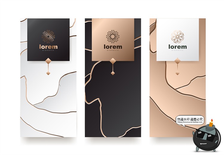 图片[38]-现代简约轻奢华黑金地产金属质感花纹背景纹理装饰图案AI矢量素材-设计猿