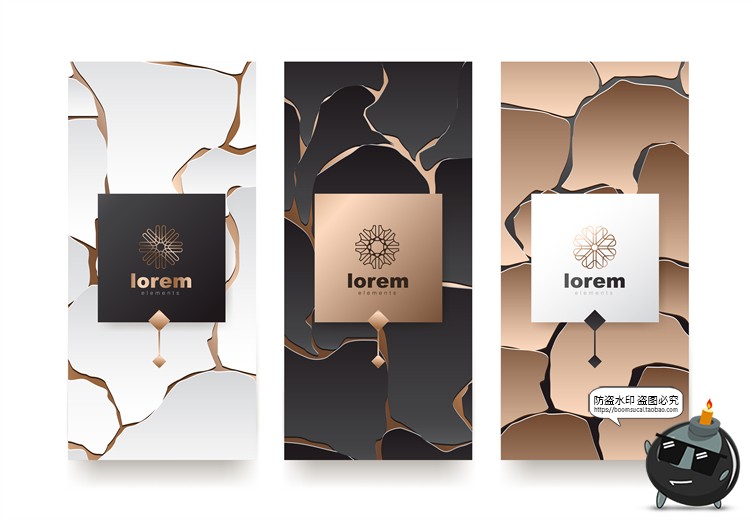 图片[42]-现代简约轻奢华黑金地产金属质感花纹背景纹理装饰图案AI矢量素材-设计猿