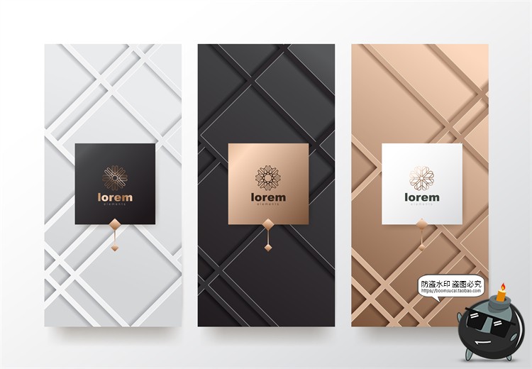 图片[50]-现代简约轻奢华黑金地产金属质感花纹背景纹理装饰图案AI矢量素材-设计猿