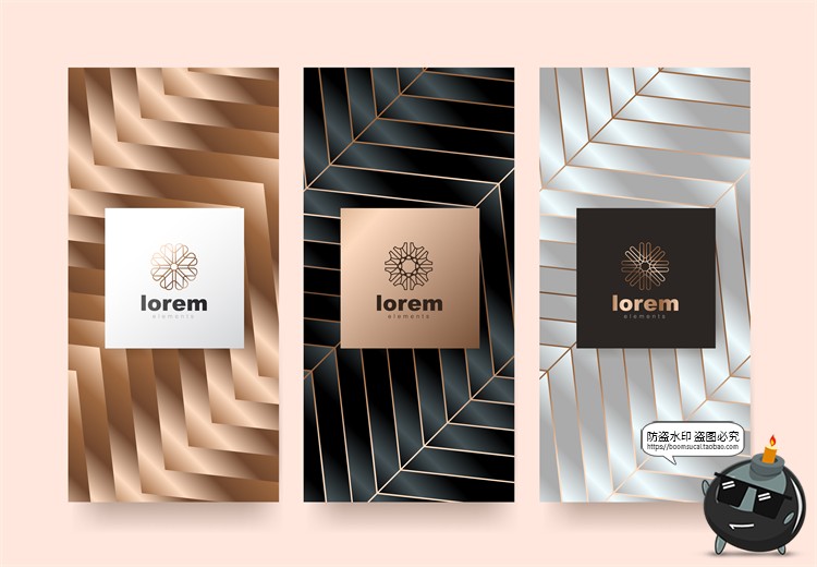 图片[51]-现代简约轻奢华黑金地产金属质感花纹背景纹理装饰图案AI矢量素材-设计猿