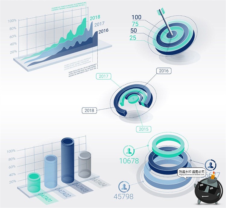 图片[3]-3D立体大数据信息图表数据可视化分析对比百分比元素AI矢量素材-设计猿