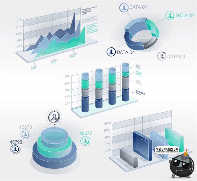 图片[4]-3D立体大数据信息图表数据可视化分析对比百分比元素AI矢量素材-设计猿