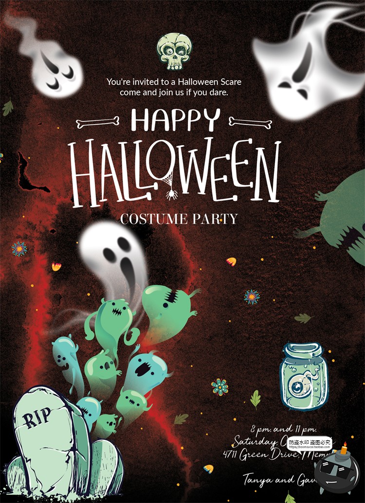 图片[4]-万圣节鬼屋恐怖阴森氛围吸血鬼南瓜头活动海报背景PSD模板PS素材-设计猿