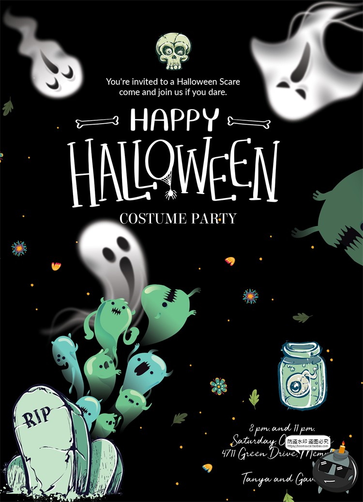 图片[11]-万圣节鬼屋恐怖阴森氛围吸血鬼南瓜头活动海报背景PSD模板PS素材-设计猿