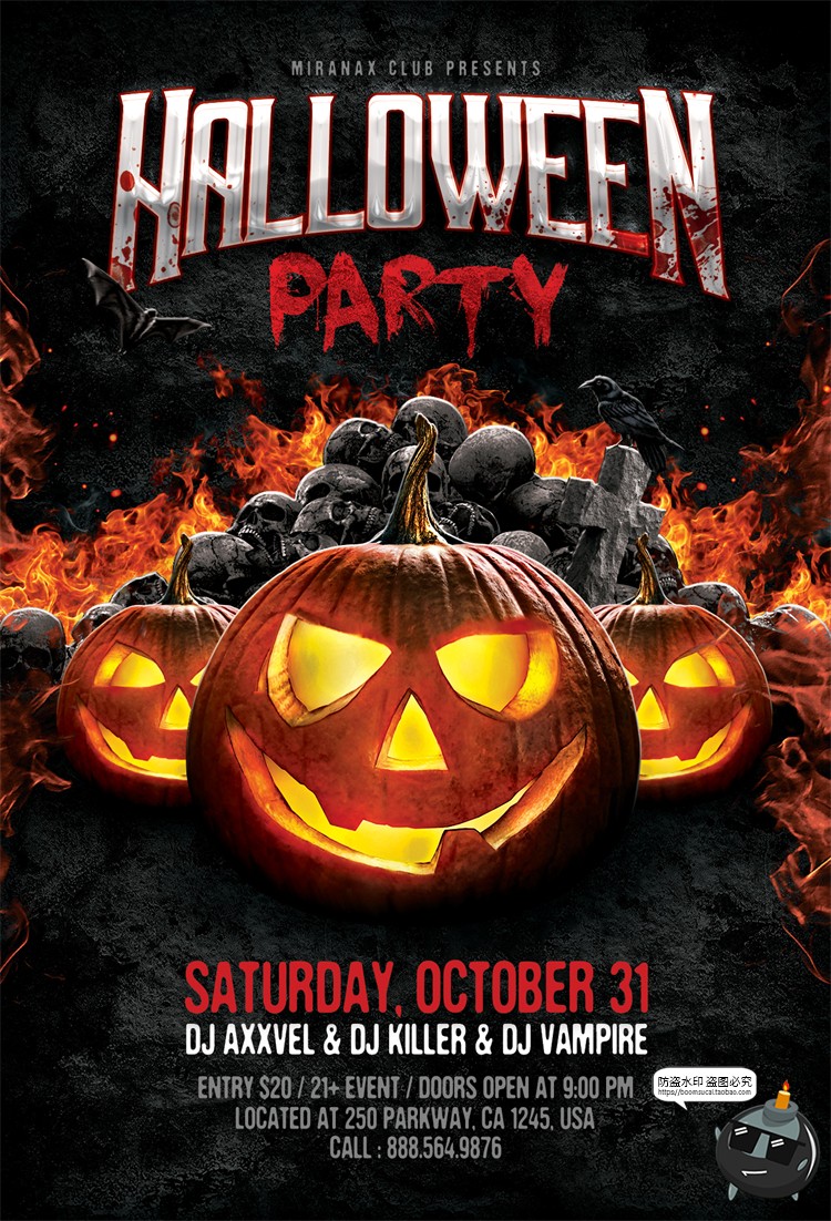 图片[12]-万圣节鬼屋恐怖阴森氛围吸血鬼南瓜头活动海报背景PSD模板PS素材-设计猿