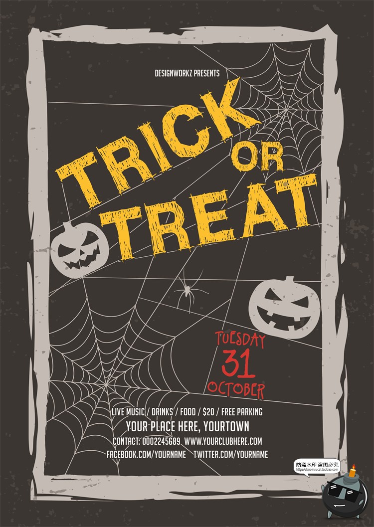 图片[15]-万圣节鬼屋恐怖阴森氛围吸血鬼南瓜头活动海报背景PSD模板PS素材-设计猿