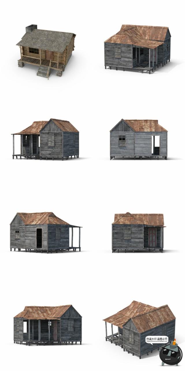 图片[3]-木屋木房子房屋荒野原始木屋庇护所场景后期合成PSD模板PS素材-设计猿