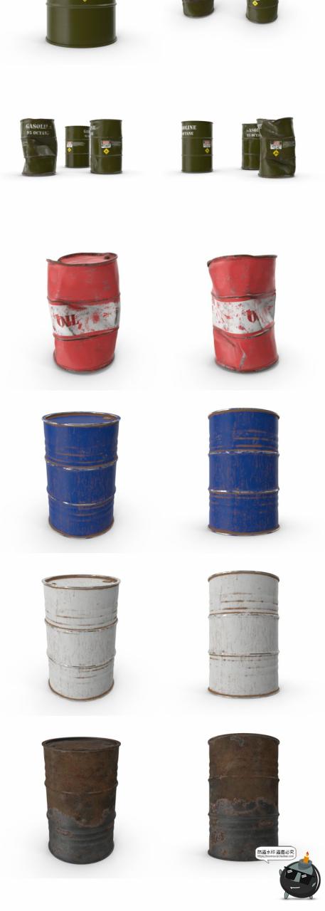 图片[2]-破旧生锈汽油桶化学制品凹痕铁桶场景后期合成PNG免抠图PSD素材-设计猿