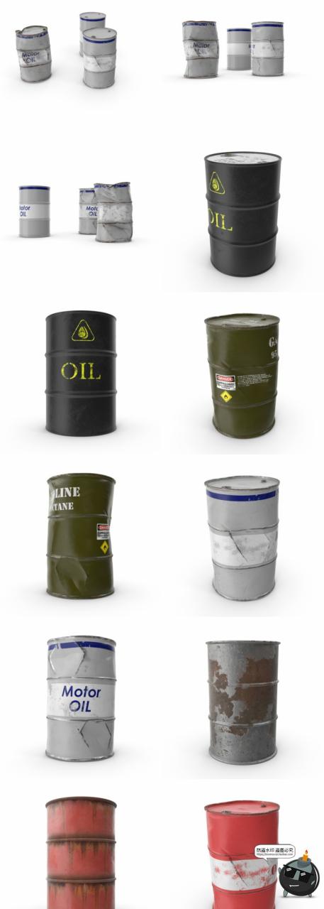 图片[3]-破旧生锈汽油桶化学制品凹痕铁桶场景后期合成PNG免抠图PSD素材-设计猿