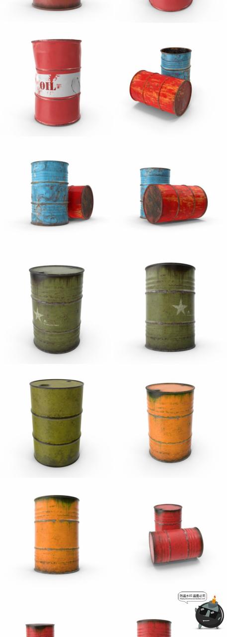 图片[4]-破旧生锈汽油桶化学制品凹痕铁桶场景后期合成PNG免抠图PSD素材-设计猿