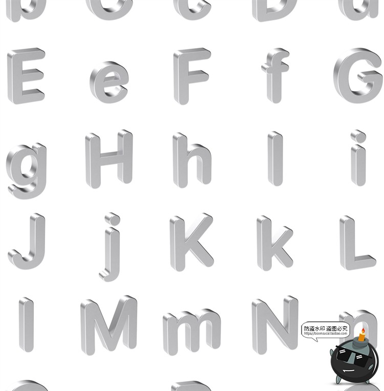 图片[4]-金属铝3D元素字母符号几何图形银色多角度海报合成PNG免抠图素材-设计猿