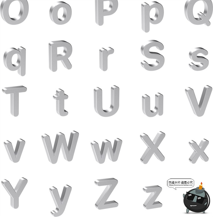 图片[5]-金属铝3D元素字母符号几何图形银色多角度海报合成PNG免抠图素材-设计猿