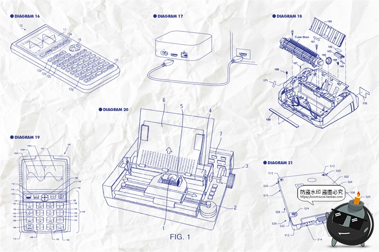 图片[5]-复古设备图解电话传真机打字机投影仪拆解说明线稿AI矢量插画素材-设计猿