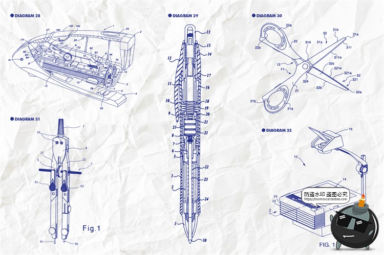图片[7]-复古设备图解电话传真机打字机投影仪拆解说明线稿AI矢量插画素材-设计猿