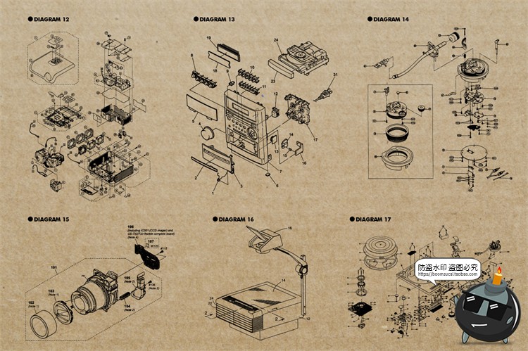 图片[4]-复古数码设备旧磁带电视机摄像机插画装饰拆解说明线稿AI矢量素材-设计猿
