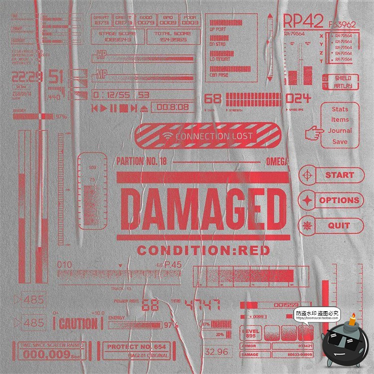 图片[1]-数据标签计量图标电量温度时间指针HUD装饰元素PNG免抠AI矢量素材-设计猿