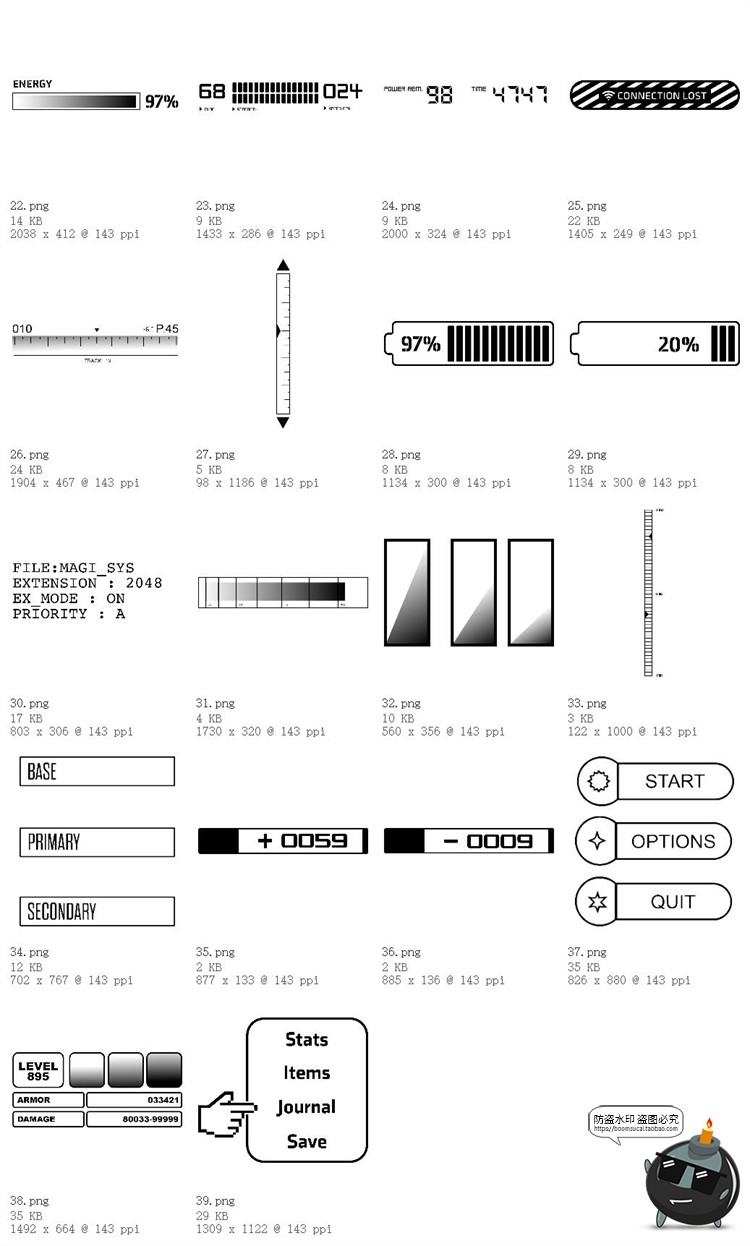 图片[4]-数据标签计量图标电量温度时间指针HUD装饰元素PNG免抠AI矢量素材-设计猿