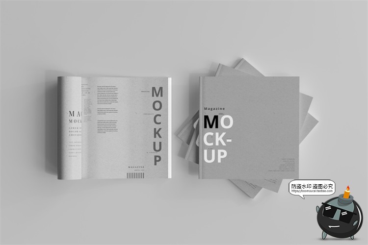 图片[1]-正方形宣传画册说明书籍封面智能贴图效果展示vi样机PSD模板素材-设计猿