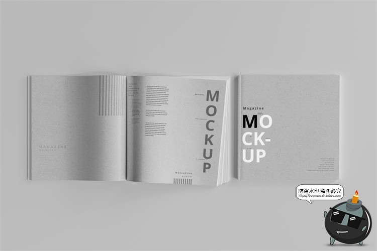 图片[6]-正方形宣传画册说明书籍封面智能贴图效果展示vi样机PSD模板素材-设计猿