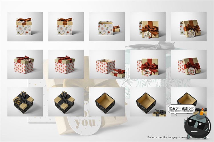 图片[3]-正方形天地盖礼品盒礼物盒子智能贴图效果展示样机PSD模板PS素材-设计猿
