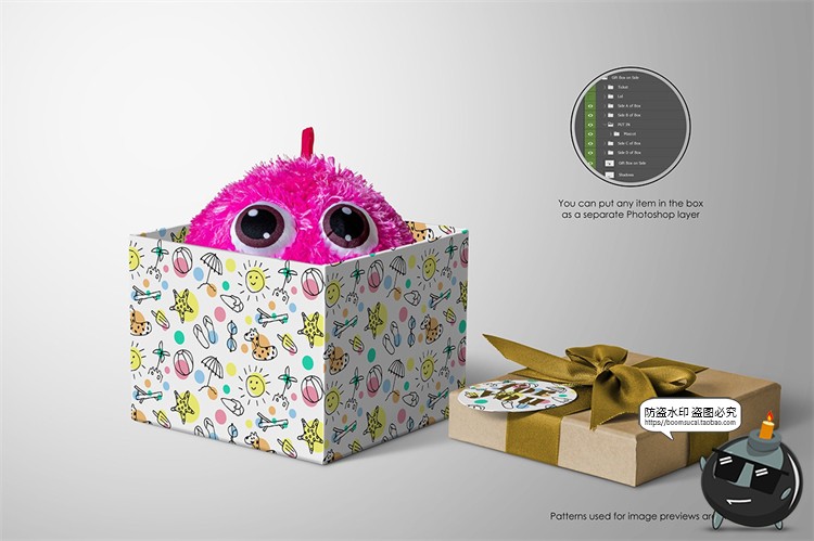 图片[4]-正方形天地盖礼品盒礼物盒子智能贴图效果展示样机PSD模板PS素材-设计猿