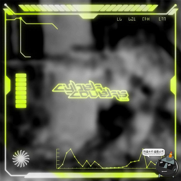 图片[1]-潮流炫酷电音科幻音乐专辑CD封面边框HUD元素AI矢量PSD模板素材-设计猿