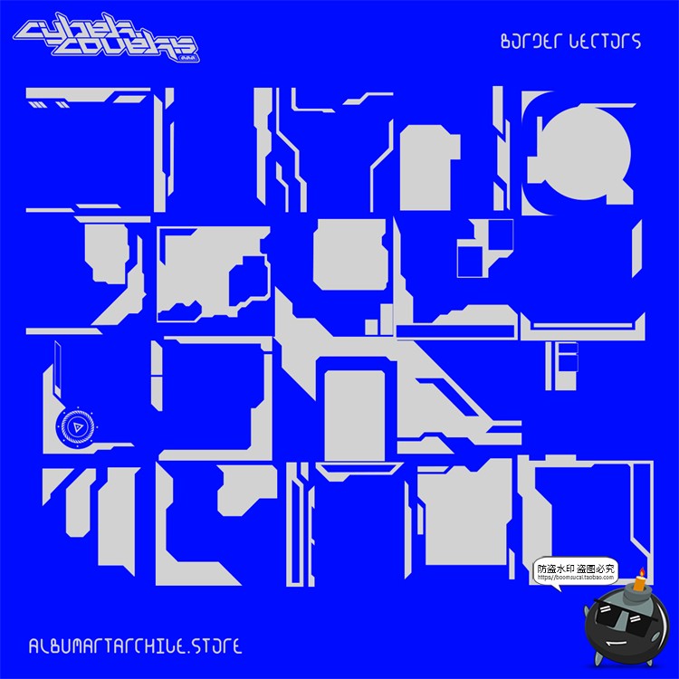 图片[2]-潮流炫酷电音科幻音乐专辑CD封面边框HUD元素AI矢量PSD模板素材-设计猿