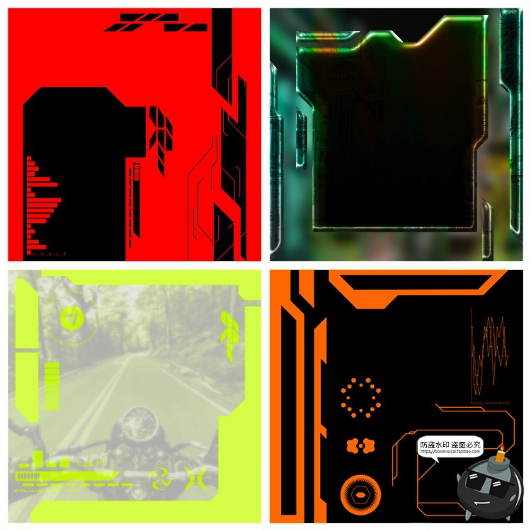 图片[5]-潮流炫酷电音科幻音乐专辑CD封面边框HUD元素AI矢量PSD模板素材-设计猿