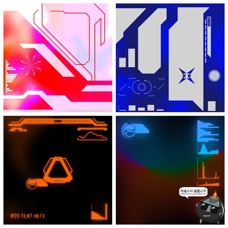 图片[6]-潮流炫酷电音科幻音乐专辑CD封面边框HUD元素AI矢量PSD模板素材-设计猿