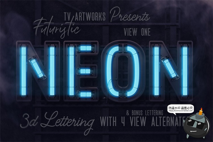 图片[1]-未来科幻赛博朋克霓虹灯管发光特效字母符号PNG免抠图片后期素材-设计猿