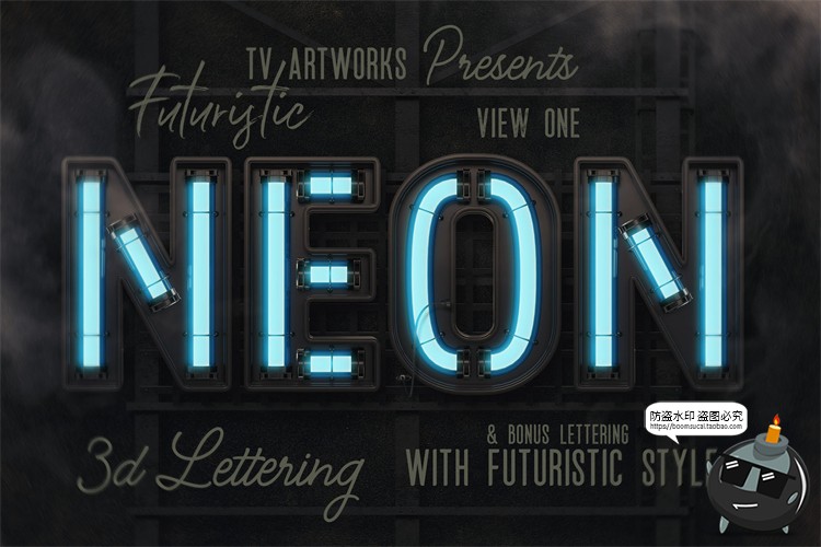 图片[2]-未来科幻赛博朋克霓虹灯管发光特效字母符号PNG免抠图片后期素材-设计猿