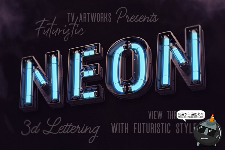 图片[3]-未来科幻赛博朋克霓虹灯管发光特效字母符号PNG免抠图片后期素材-设计猿
