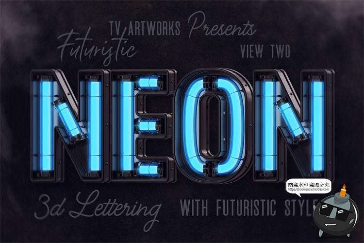 图片[4]-未来科幻赛博朋克霓虹灯管发光特效字母符号PNG免抠图片后期素材-设计猿