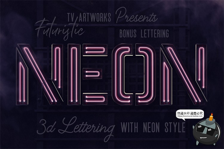 图片[7]-未来科幻赛博朋克霓虹灯管发光特效字母符号PNG免抠图片后期素材-设计猿