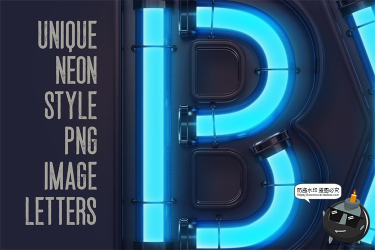 图片[8]-未来科幻赛博朋克霓虹灯管发光特效字母符号PNG免抠图片后期素材-设计猿